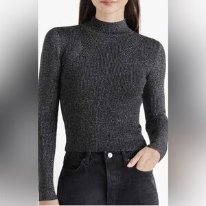 NWT Madden Girl Black Metallic Mock Neck Crop Sweater
